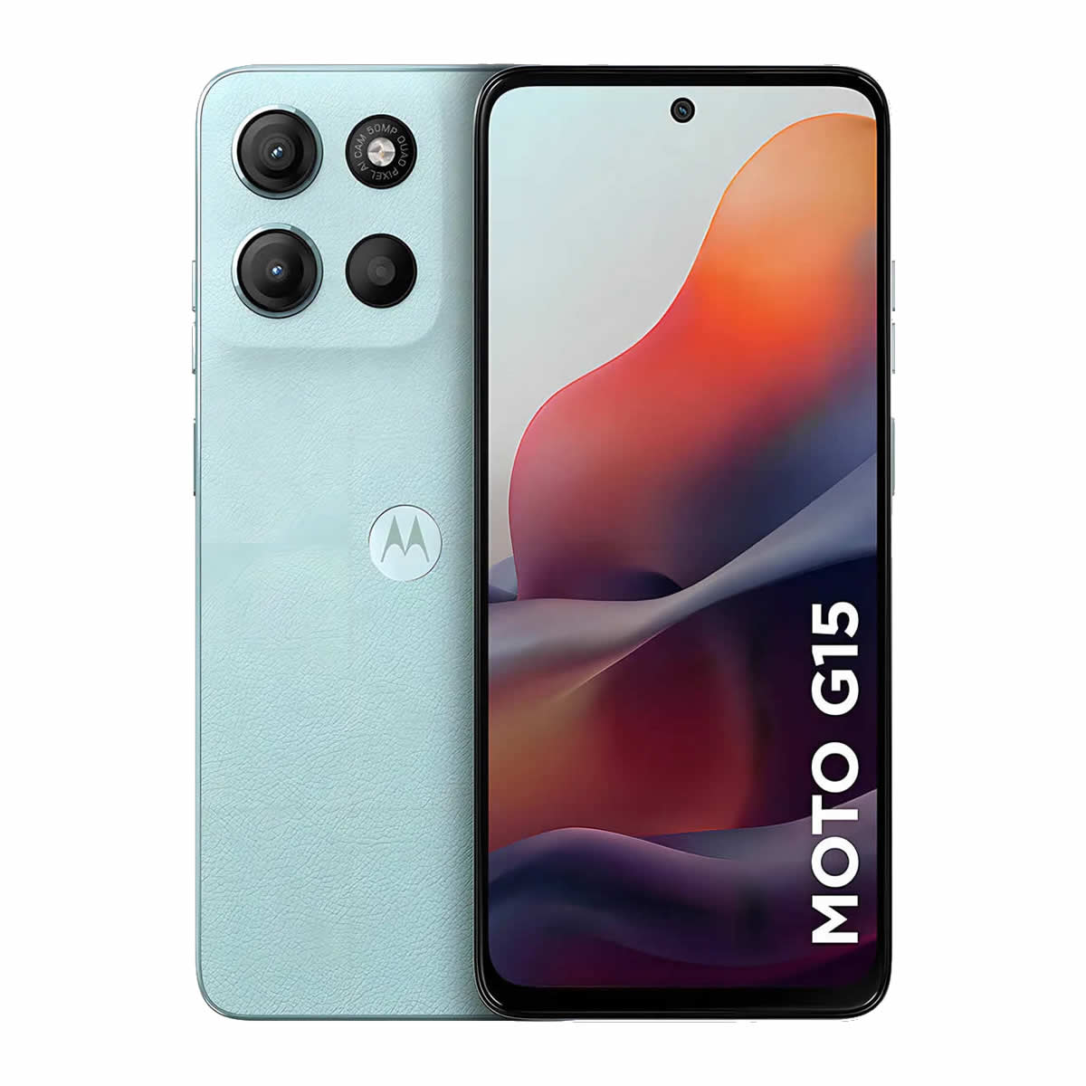 smartphone motorola moto g15 128gb 12gb (4gb ram+8gb ram boost) e camera 50mp com ai e night vision bateria de 5200 mah tela fhd+ 6.7 com superbrilho nfc azul claro